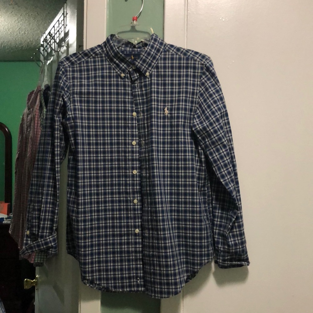 Long sleeve. Button down boys shirt.
